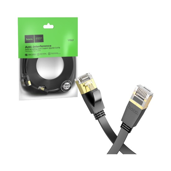 Hoco Ethernet Cable  US07 Gigabit CAT-6 for Computer 10m Black